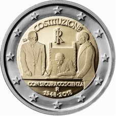 70-летие конституции Итальянской Республики. 2 евро 2018 года. Италия (UNC)