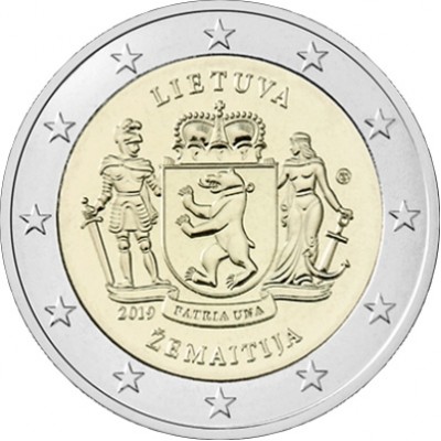 Жемайтия, серия "Литовские этнографические регионы". 2 евро 2019 года. Литва (UNC)