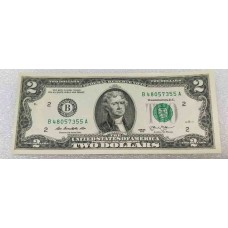 Банкнота 2 доллара 2013 год. США. Из банковской пачки (UNC)