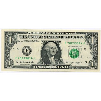 Банкнота 1 доллар 2013 год. США. Из банковской пачки (UNC)