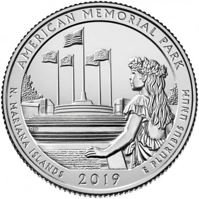Американский мемориальный парк. 25 центов 2019 года США. №47. (монетный двор Денвер) (UNC)