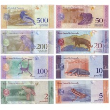 Набор банкнот номиналом 2,5,10, 20, 50, 100, 200 и 500 боливаров 2018 года. Венесуэла. (8 банкнот) UNC