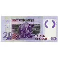 Полимерная банкнота 20 метикал 2017 года. Мозамбик. Pick 149b. Из банковской пачки (UNC)