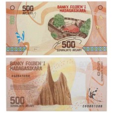 Банкнота 500 ариари 2017 года. Мадагаскар. UNC