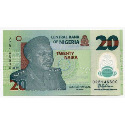 Полимерная банкнота 20 найра 2018 года. Нигерия. UNC