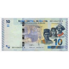 Банкнота 10 боливано 2018 года. Боливия. UNC