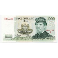Банкнота 1000 песо Чили.  Из банковской пачки