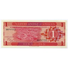 Банкнота 1 гульден 1970 года Нидерландские Антильские Острова. Из банковской пачки 