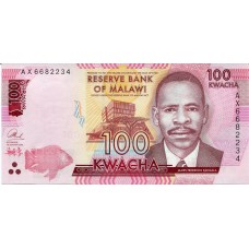 Банкнота 100 квача 2016 год. Малави (UNC)