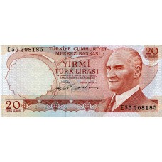 Банкнота 20 лир 1974 года. Турция (UNC)