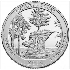 Национальные озёрные побережья живописных камней. 25 центов 2018 года США. №41. (монетный двор Сан-Франциско) (UNC) 