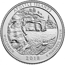 Национальное побережье Апостл-Айлендс. 25 центов 2018 года США. №42. (монетный двор Денвер) (UNC)