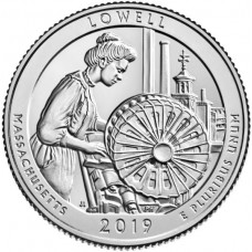 Национальный исторический парк Лоуэлл. 25 центов 2019 года США. №46. (монетный двор Сан-Франциско) (UNC) 