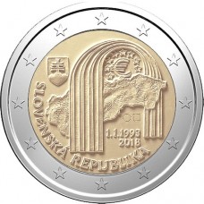 25 лет Словацкой Республики. 2 евро 2018 года.  Словакия (UNC)