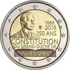 150-летие Конституции Люксембурга. 2 евро 2018 года.  Люксембург. (UNC)